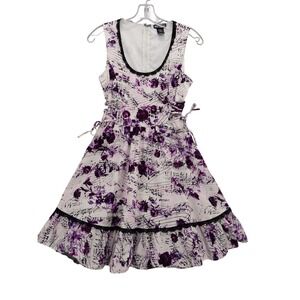 Hot Topic‎ Floral Dress Purple White Music Notes Lace Up Corset XS